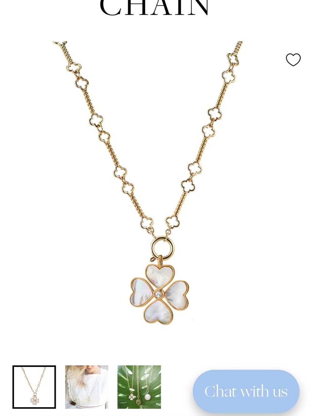 ASHA heart clover necklace